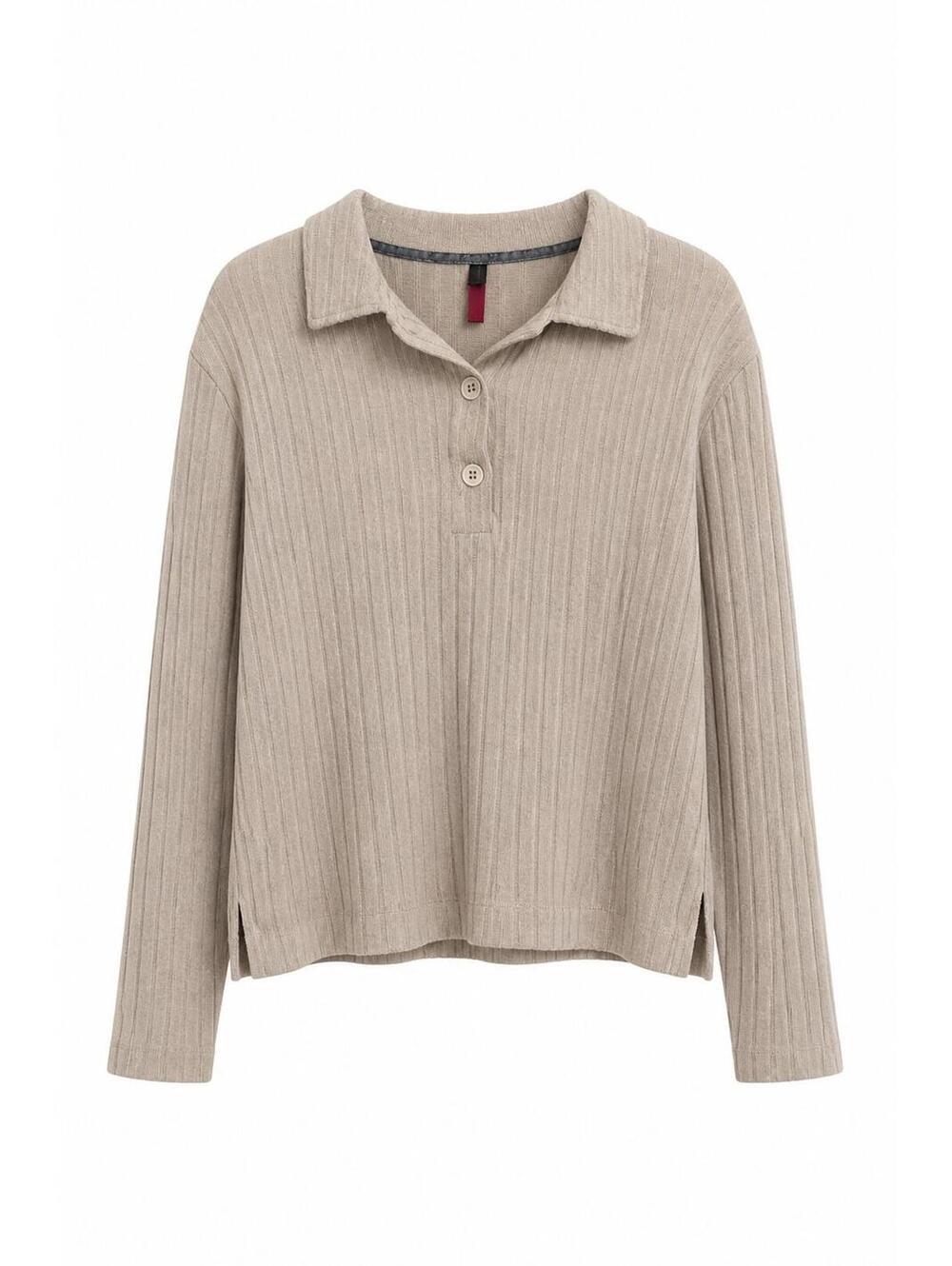 Vince Camuto Ribbed Collared Pullover Sweater Beige XL Women's Buttons Preppy